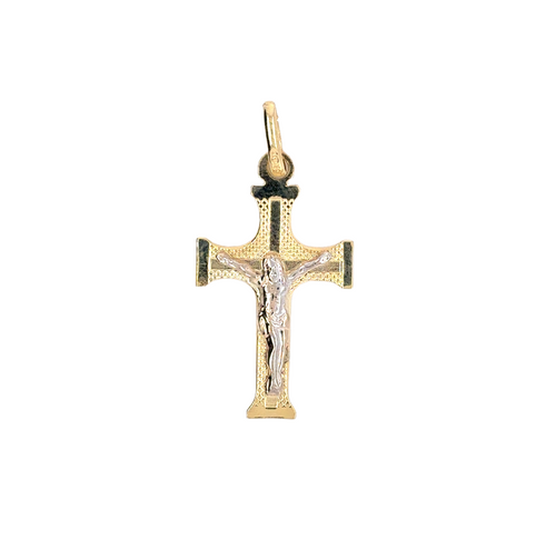 10kt Two Tone Crucifix Pendant