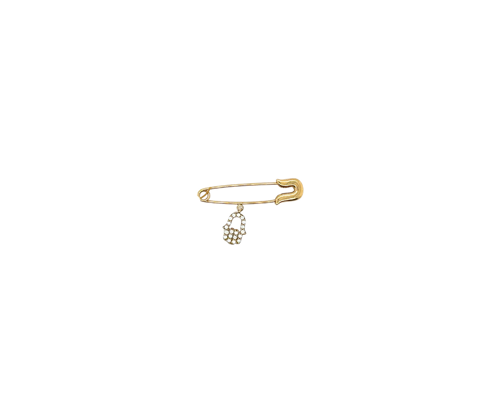 10kt Yellow Gold CZ Hamsa Pendant