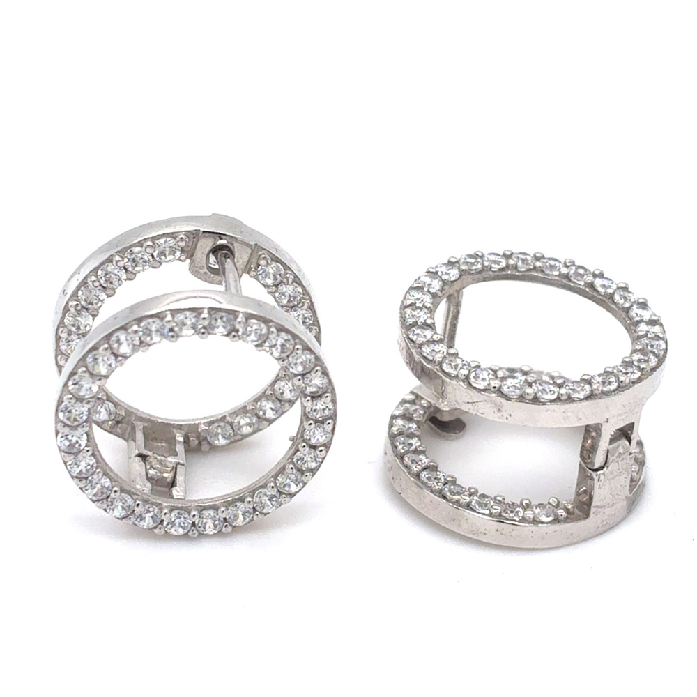 10kt White Gold Fancy CZ Earrings