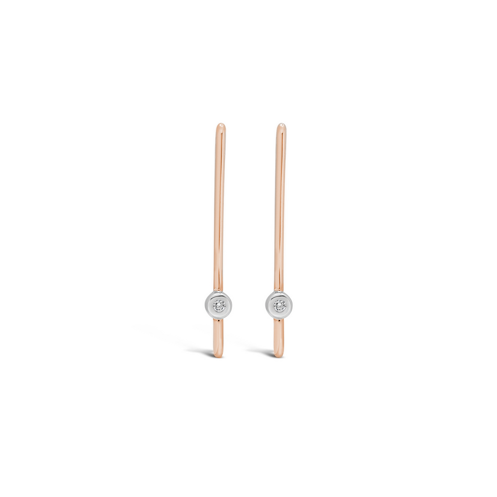 10kt Two-Tone Matchstick Diamond Earrings