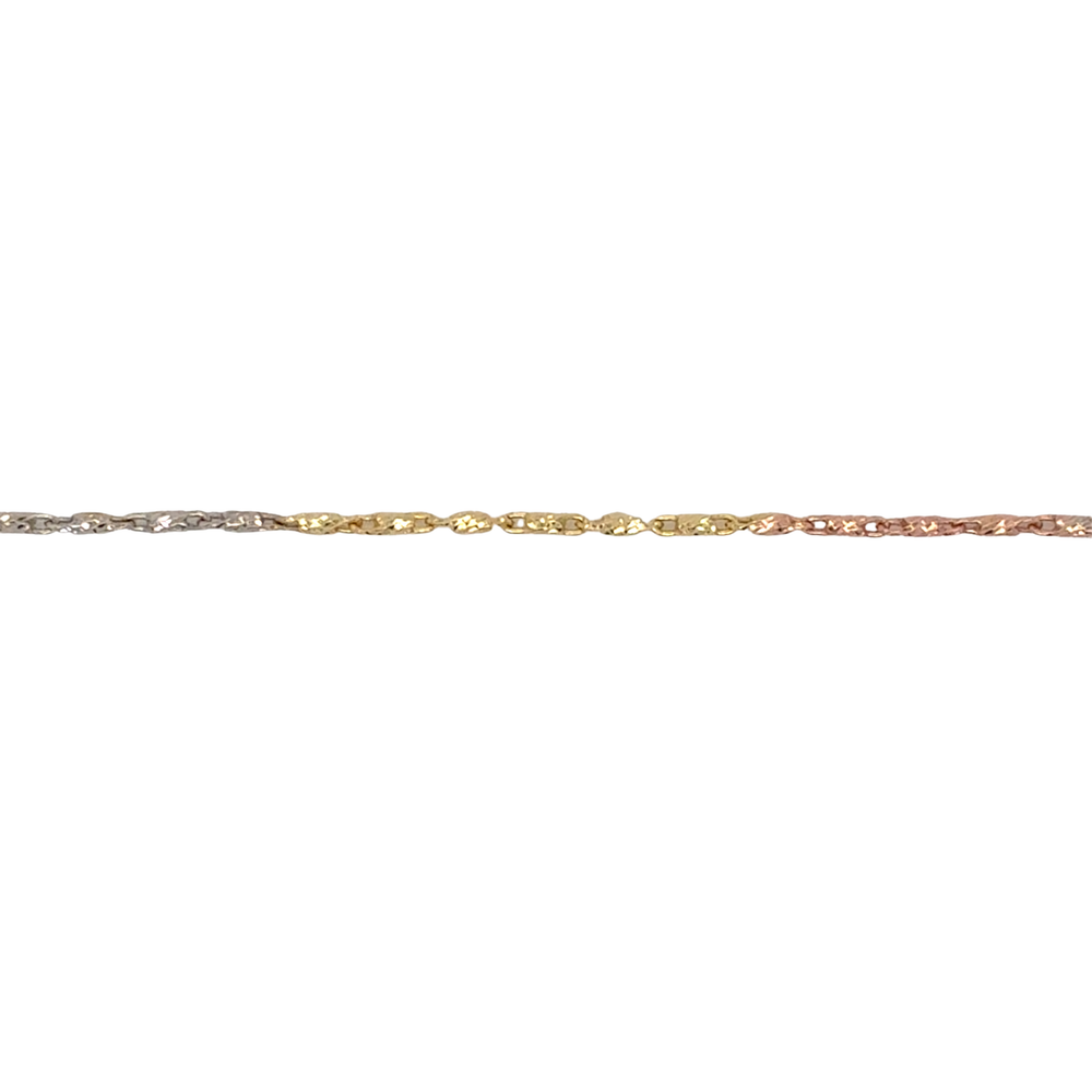 10kt Tri Tone Gold 1mm Fancy Anklet