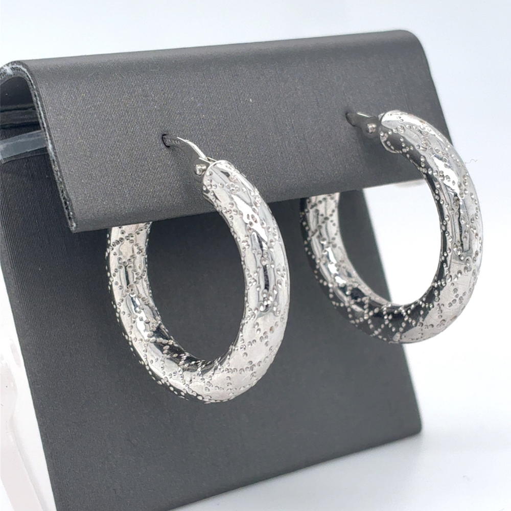 10kt White Gold Hoops