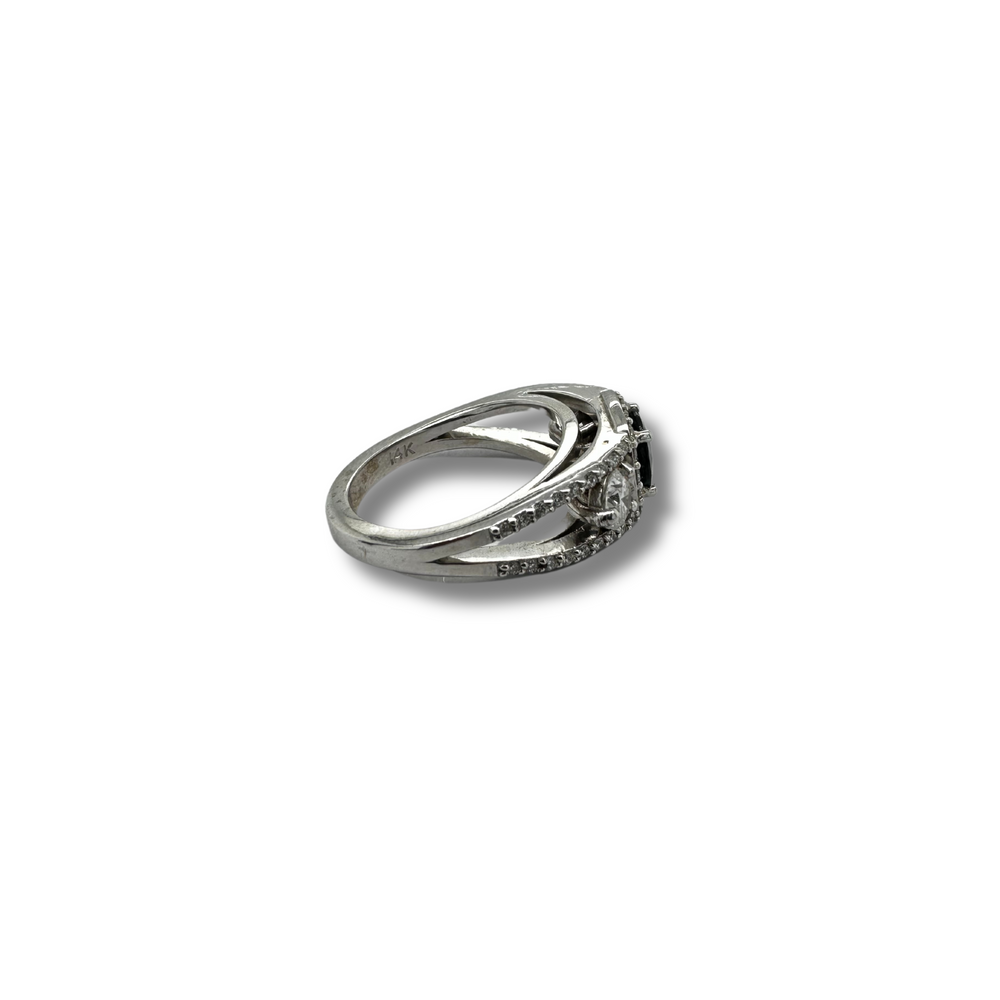 14KW Blue Sapphire and Diamond Fashion Ring