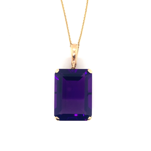 10/14KT Yellow Gold Amethyst Pendant