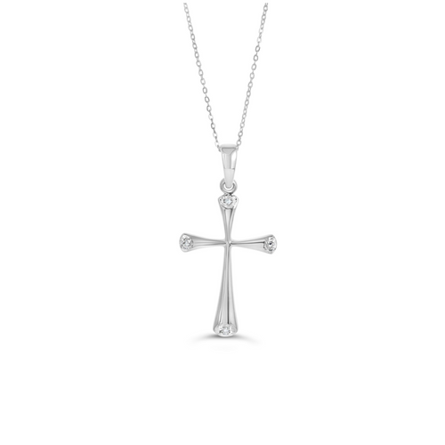10kt White Gold Diamond Accent Cross Pendant