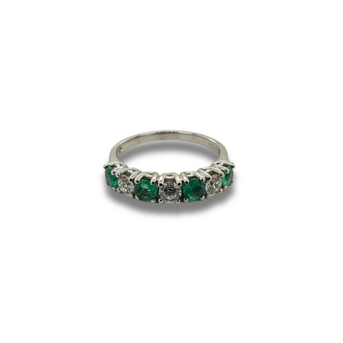 14KW Emerald and Diamond Band