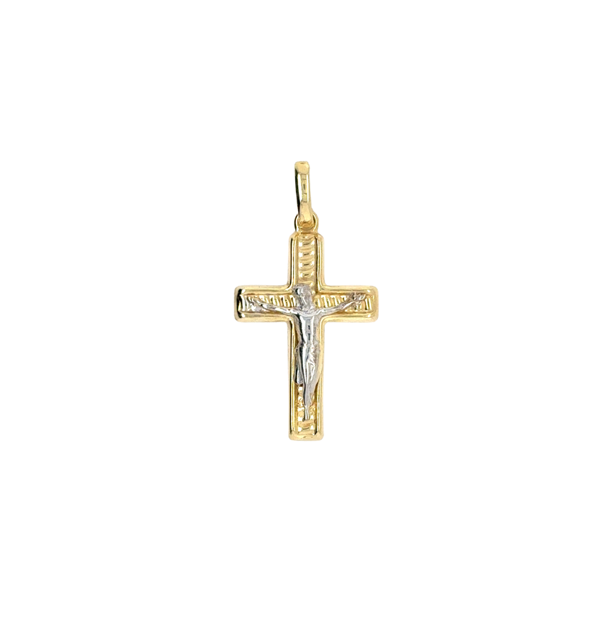 10kt Two Tone Crucifix Pendant