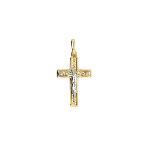 10kt Two Tone Crucifix Pendant