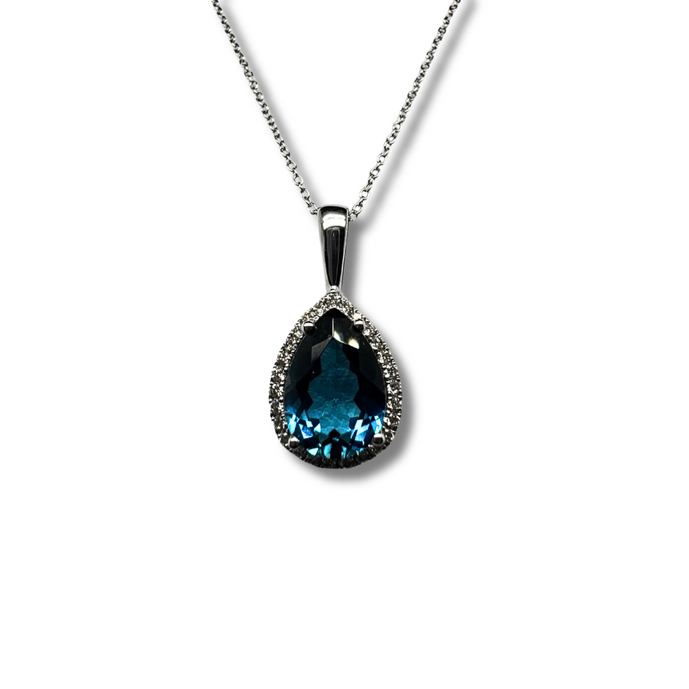 10KW London Blue Topaz and Diamond Pendant