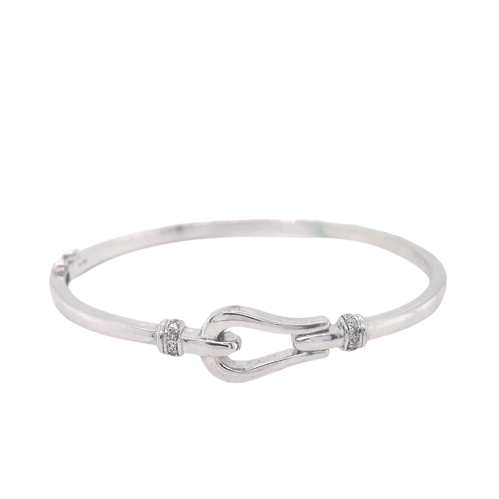 Sterling Silver with Diamond Bangle