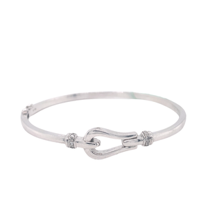 Sterling Silver with Diamond Bangle