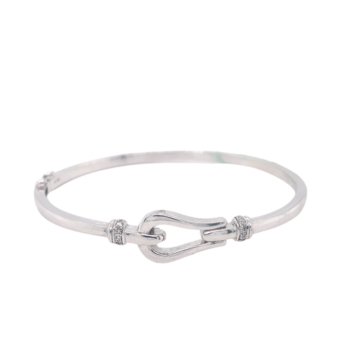 Sterling Silver with Diamond Bangle