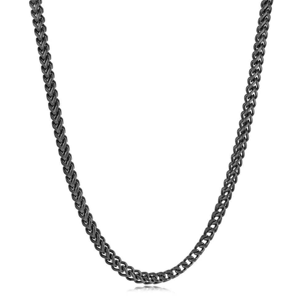 Italgem Stainless Steel Black IP Squared Franco Chain