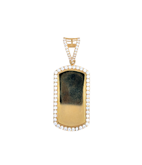 10kt Yellow Gold CZ Dogtag Pendant