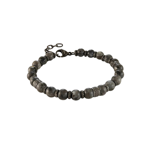 Italgem Stainless Steel Grey Stone Bracelet