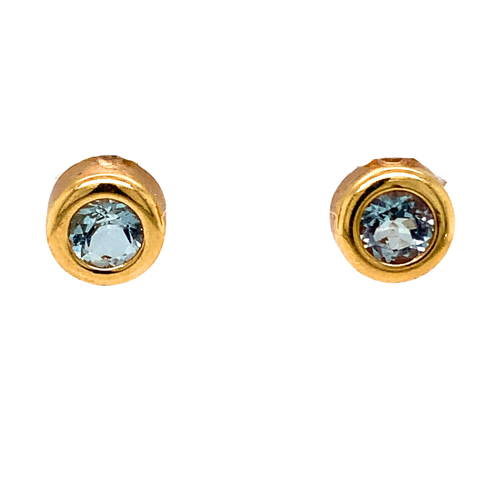 14KT Yellow Gold Aquamarine Studs