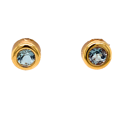 14KT Yellow Gold Aquamarine Studs