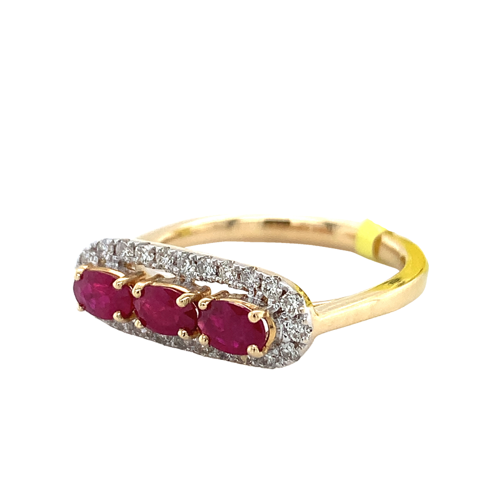 14KY 3 Stone Ruby and Diamond Ring
