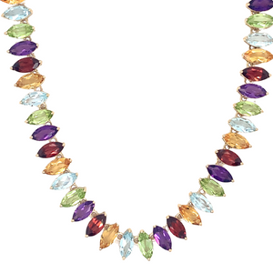 10K Yellow Gold Genuine Multi-Gemstones Necklace