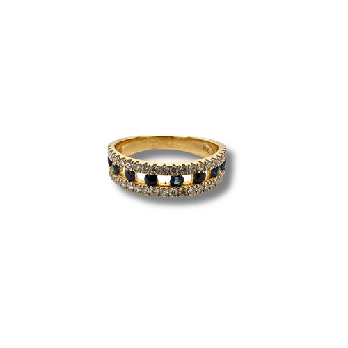 14KY Blue Sapphire and Diamond Accent Band