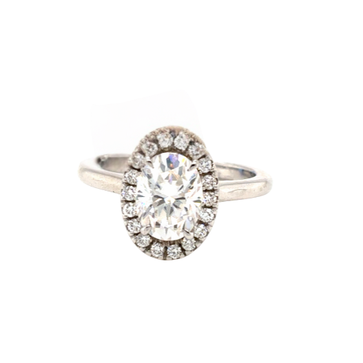 14kt White Gold Oval Moissanite Ring