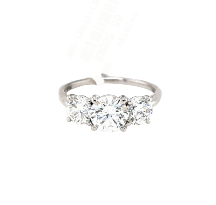 14kt White Gold Lab Grown 3stone Round Diamond Ring