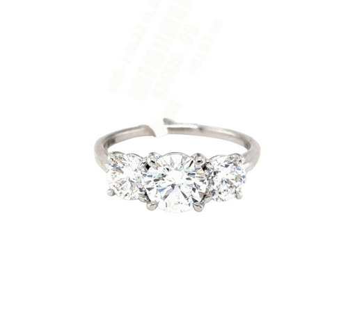14kt White Gold Lab Grown 3stone Round Diamond Ring