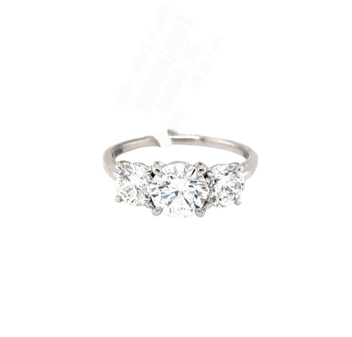 14kt White Gold Lab Grown 3 Stone Diamond Ring