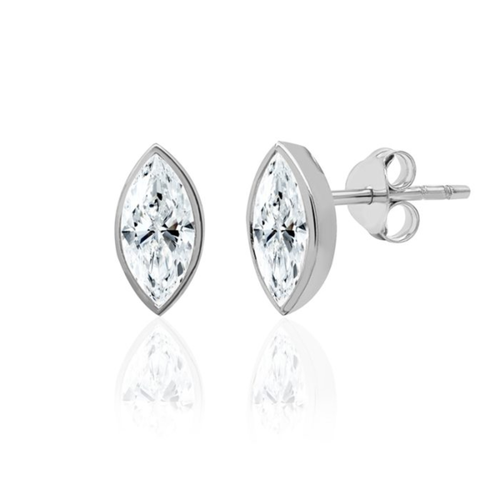 Sterling Silver .25TW Lab Grown Marquise Stud Earrings
