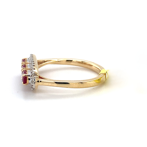 14KY 3 Stone Ruby and Diamond Ring
