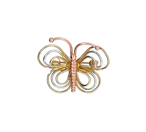 10kt Three Tone Butterfly Broach