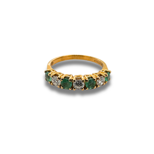 14KY Emerald and Diamond Band