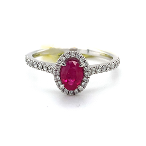 10KW Ruby and Diamond Halo Ring
