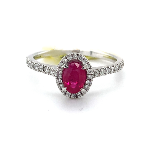 10KW Ruby and Diamond Halo Ring