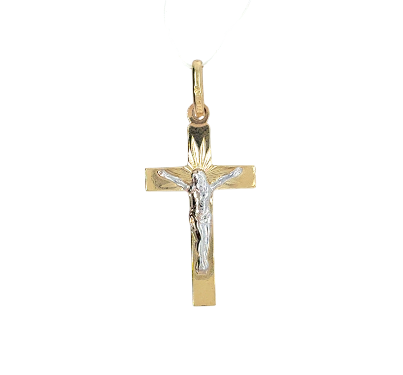 10kt Two Tone Crucifix Pendant
