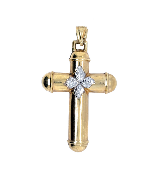10kt Two Tone Cross Charm