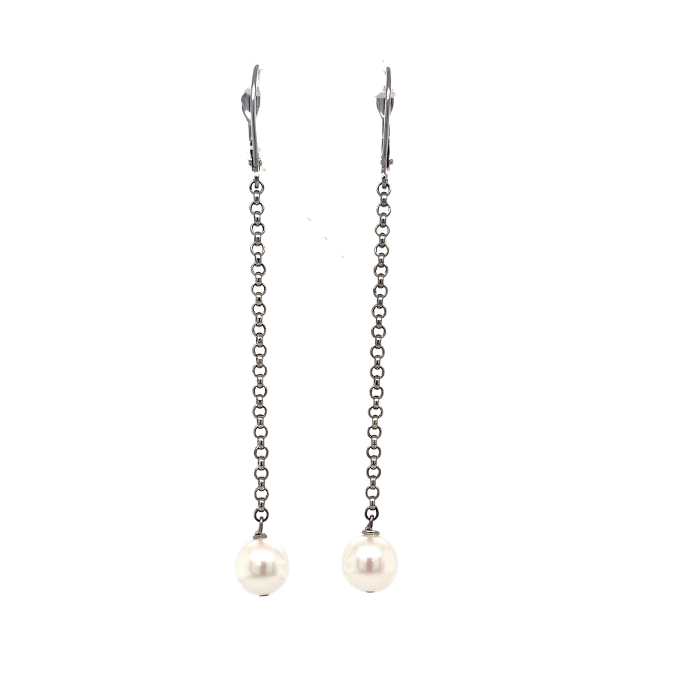 14K White Gold Pearl drop Earrings