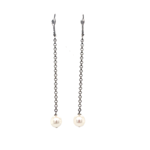 14K White Gold Pearl drop Earrings