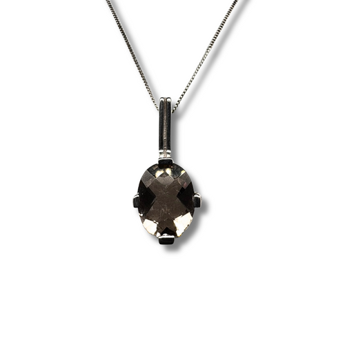 14KW Smokey Quartz Solitaire Pendant