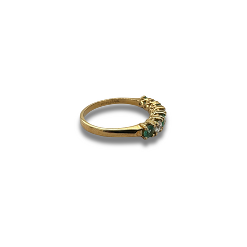14KY Emerald and Diamond Band