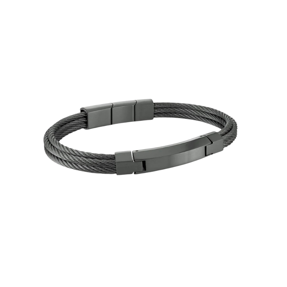 Italgem Stainless Steel Gunmetal I.D Bracelet