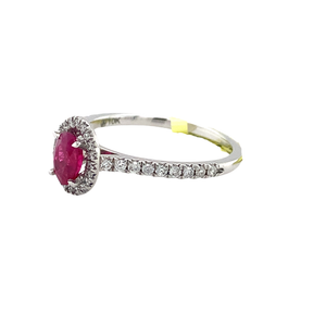10KW Ruby and Diamond Halo Ring