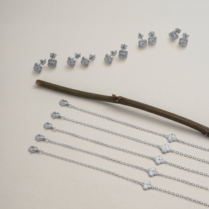 Sterling Silver CZ Clover Bracelet and Earrings - Special Price