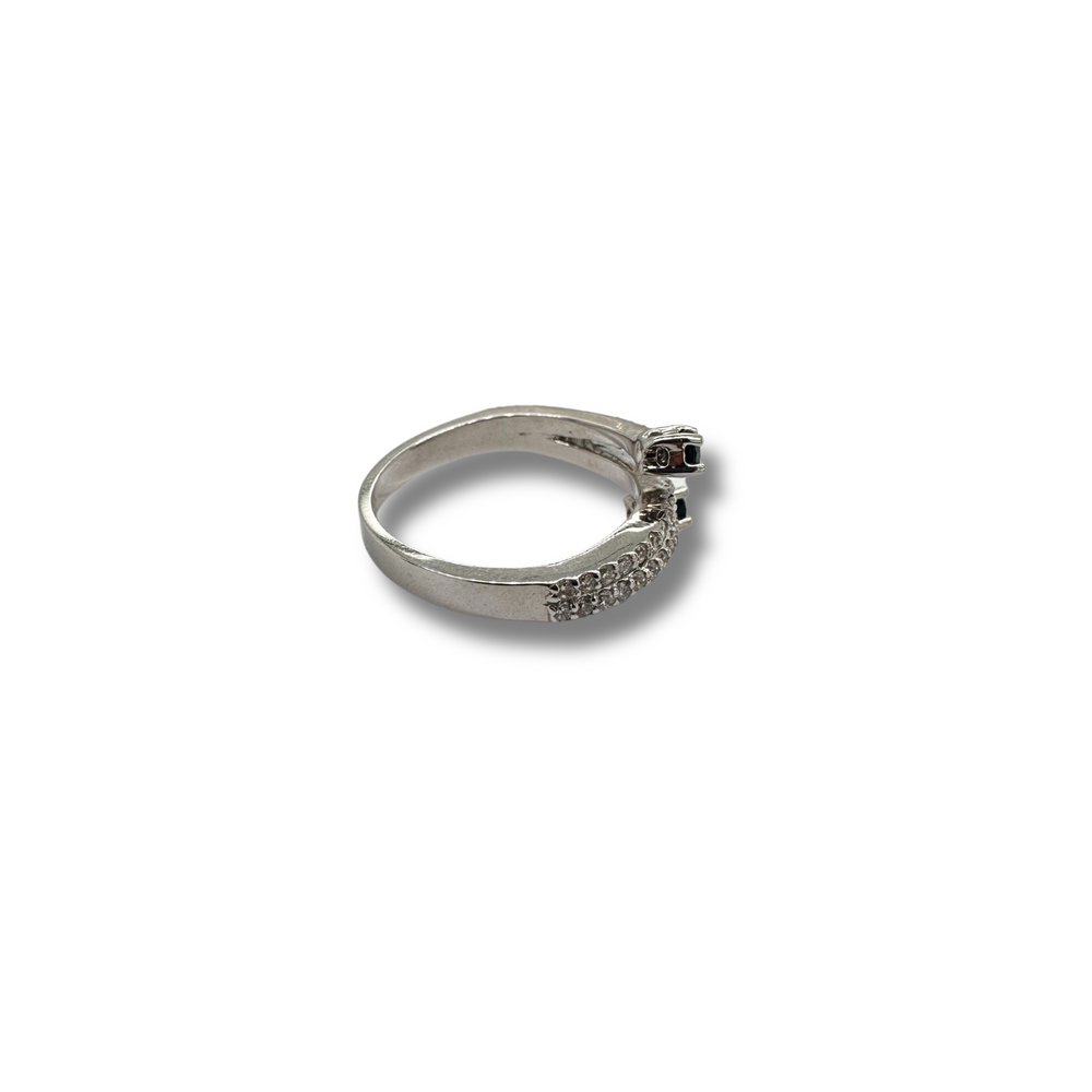 14KW Blue Sapphire and Diamond Double Bypass Ring