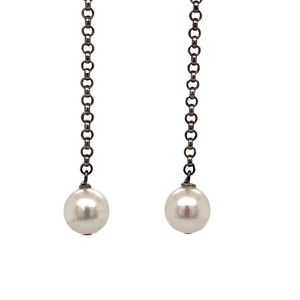 14K White Gold Pearl drop Earrings