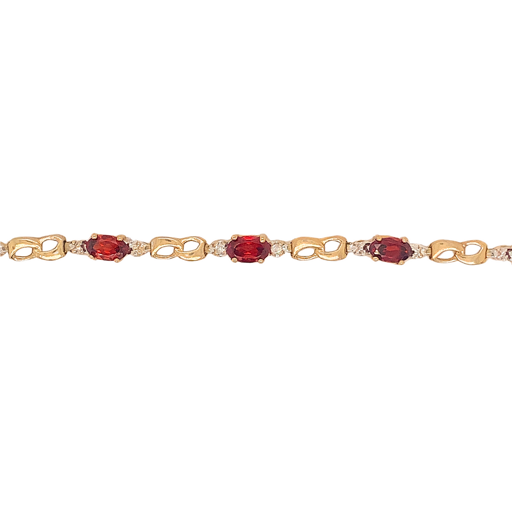 10kt Yellow Gold Garnet + Diamond Bracelet