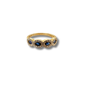 14KY Blue Sapphire and Diamond Fashion Ring