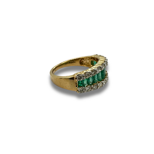 14KY Emerald and Diamond Band