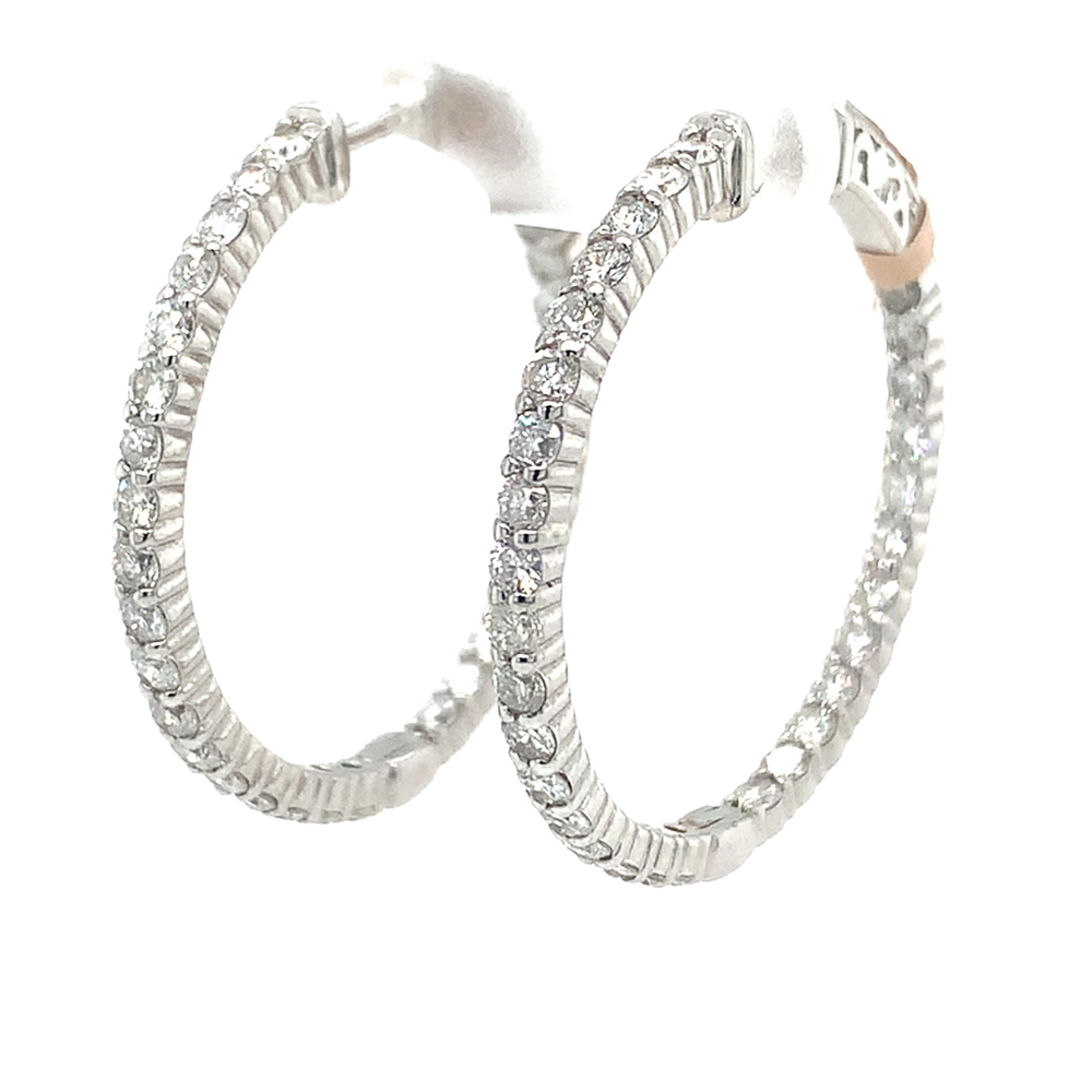 14kt White Gold Diamond Hoop 1ct Earrings