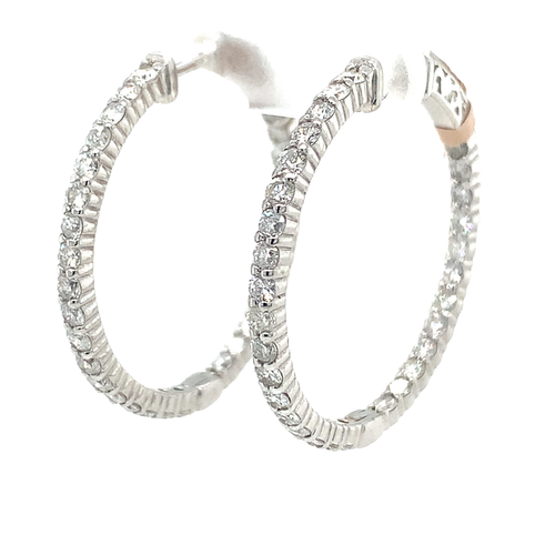 14kt White Gold Diamond Hoop 1ct Earrings